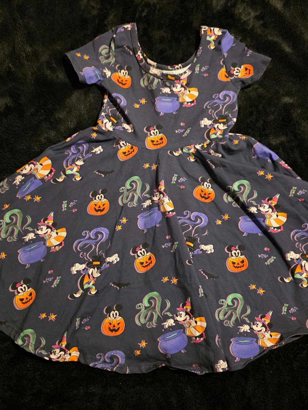 Disney Kids Halloween Dress Mickey Pumpkin & Cauldron Print